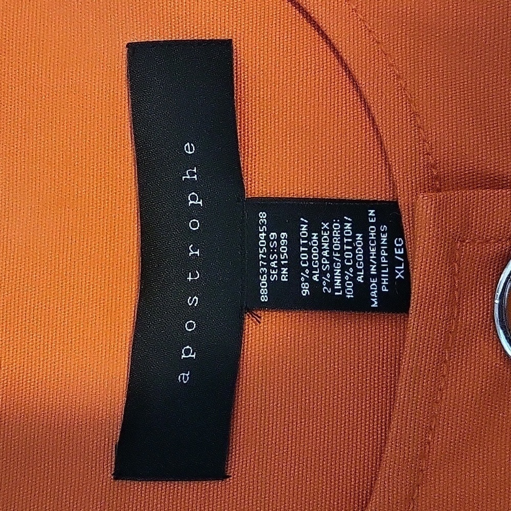 Apostrophe Orange Three Button Lined Short Sleeve… - image 4